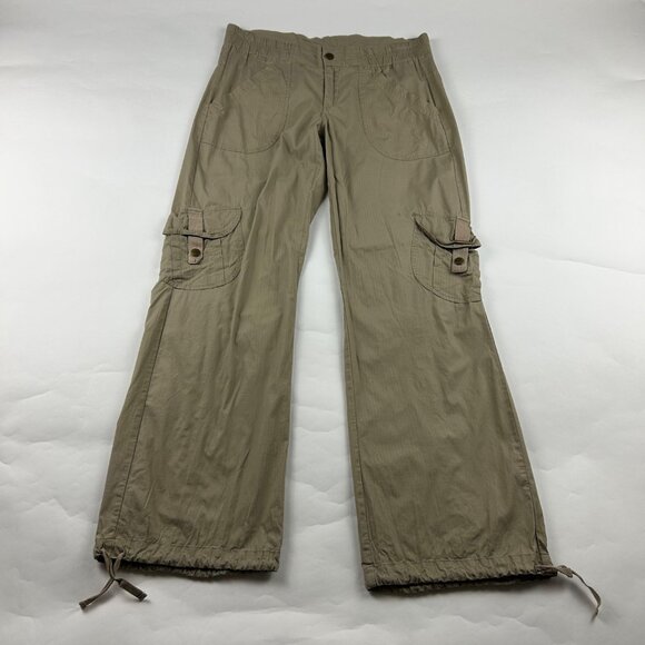 XCVI Contrast Dark Tan Poplin Canvas Cargo Pant S - Picture 1 of 6